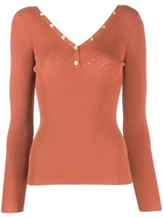 Sandro Paris приталенный джемпер в рубчик