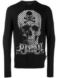 Philipp Plein трикотажный джемпер с вышивкой Skull