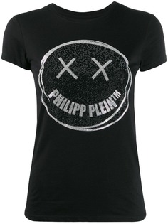Philipp Plein футболка с логотипом и стразами