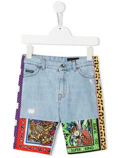 Dolce & Gabbana Kids джинсовые шорты в технике пэчворк