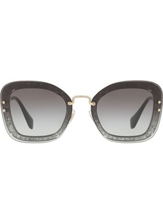 Miu Miu Eyewear солнцезащитные очки в стиле оверсайз с блестками