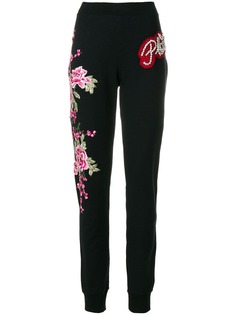 Philipp Plein спортивные брюки с цветочными нашивками