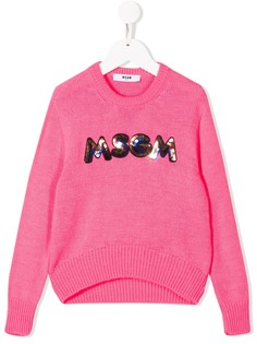 MSGM Kids джемпер с логотипом из пайеток