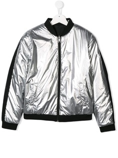 Karl Lagerfeld Kids куртка-бомбер с эффектом металлик