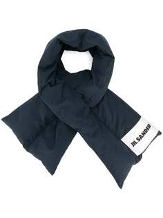 Jil Sander стеганый шарф с нашивкой-логотипом
