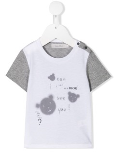 Baby Dior футболка с контрастными рукавами и принтом
