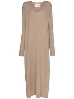 Jil Sander длинное платье-джемпер с V-образным вырезом