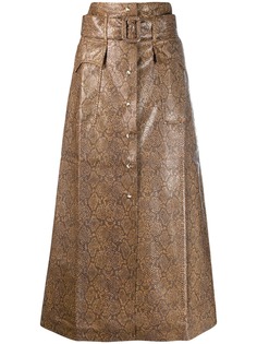 Nanushka юбка А-силуэта с тиснением под змеиную кожу