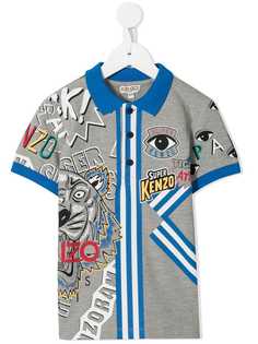 Kenzo Kids рубашка-поло с принтом