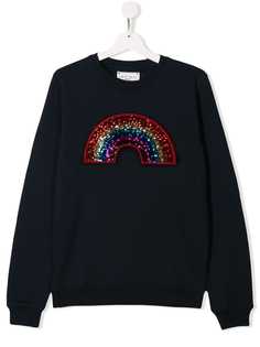 Alberta Ferretti Kids TEEN sequin rainbow patch sweatshirt