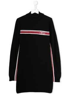 Gcds Kids платье с контрастной полоской и логотипом