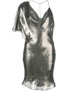 Cushnie платье асимметричного кроя с эффектом металлик