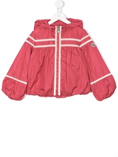 Moncler Kids куртка с капюшоном и полосатой отделкой