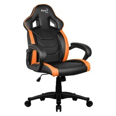 Кресло игровое AEROCOOL AC60C AIR-BO, на колесиках, ПВХ/полиуретан, черно-оранжевый