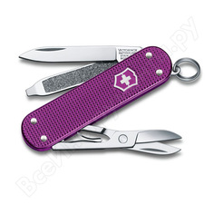 Нож-брелок victorinox classic alox 0.6221.l16 58 мм, 5 функций, фиолетовый