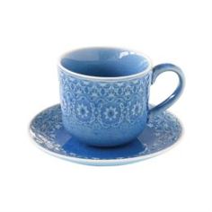 Чайные пары и сервизы Чашка с блюдцем 0.3л голубая Easy life ambiente