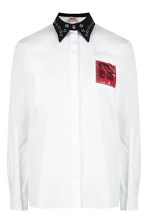 Белая рубашка с контрастной отделкой No21