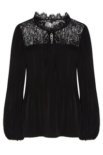 Черная блуза с кружевной вставкой Lockette Maje