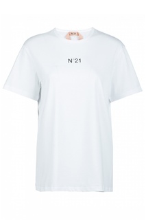 Белая футболка с мини-логотипом No21
