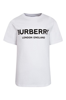 Белая футболка с надписью Burberry Kids