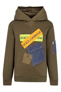 Худи с карманами и логотипом Dolce&Gabbana Children
