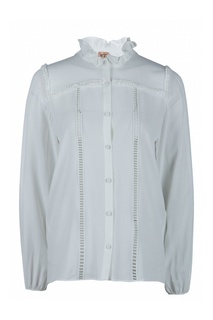 Белая блузка с оборкой на воротнике No21