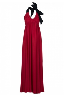 Красное платье-макси с контрастной завязкой No21