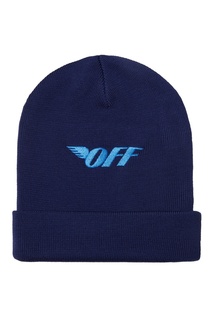 Синяя шапка с вышивкой Off White