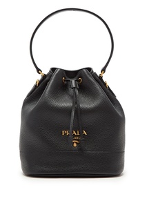 Черная кожаная сумка ведро Prada