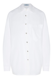 Белая блузка с отложным воротником Prada