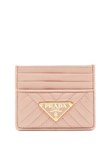 Бежевая кожаная визитница Prada
