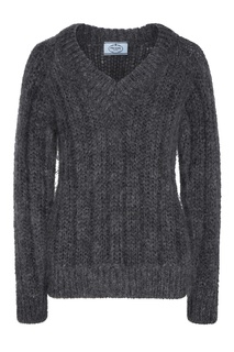 Серый пуловер из мохера Prada