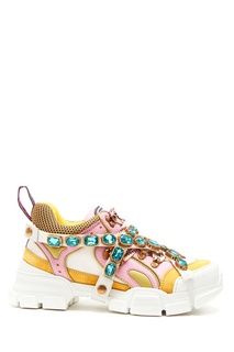 Разноцветные кроссовки с кристаллами Flashtrek Gucci