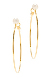 Золотистые серьги-кольца с жемчугом Aqua