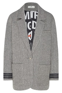 Однобортный темно-серый жакет Laroom