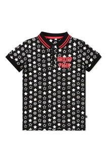 Поло со сплошным контрастным принтом Philipp Plein Kids