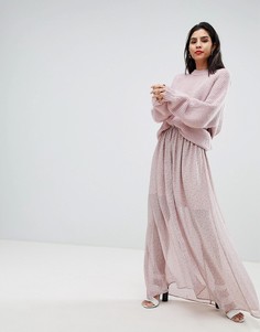 Полупрозрачная юбка макси с цветочным принтом French Connection - Розовый