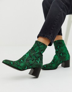 Зеленые ботильоны со змеиным принтом ASOS DESIGN - Rosie - Зеленый
