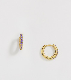 Позолоченные серьги-кольца с аметистом Orelia - Золотой