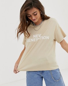 Бежевая футболка с надписью new generation Noisy May - Мульти