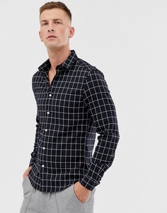 Черная приталенная рубашка в клетку ASOS DESIGN - Темно-синий