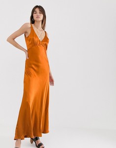 Атласное платье макси Gestuz - Tilja - Оранжевый