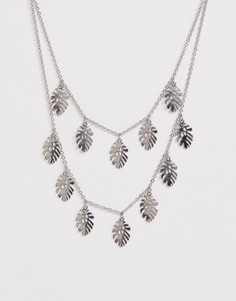 Серебристое двухрядное ожерелье с пальмовыми листьями Skinny Dip - Серебряный Skinnydip