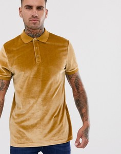 Коричневая велюровая футболка-поло ASOS DESIGN - Коричневый