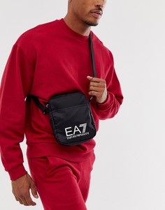 Черная кожаная сумка через плечо с логотипом EA7 Train Prime - Черный