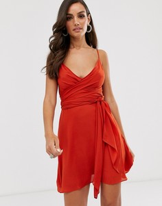 Платье мини с запахом и завязкой на талии ASOS DESIGN - Оранжевый