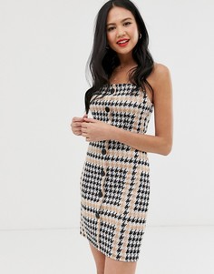 Платье-сарафан с принтом гусиная лапка Miss Selfridge - Черный