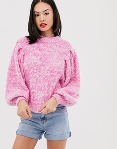 Джемпер с пышными рукавами из высококачественной пряжи ASOS DESIGN - Розовый