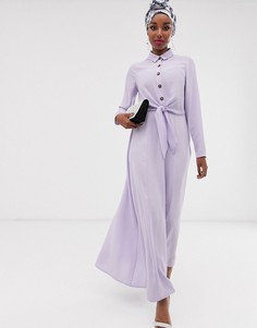 Платье-рубашка макси с пуговицами и завязкой ASOS DESIGN - Фиолетовый