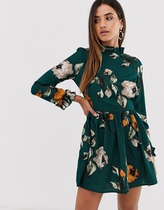 Платье мини с длинными рукавами AX Paris - Синий